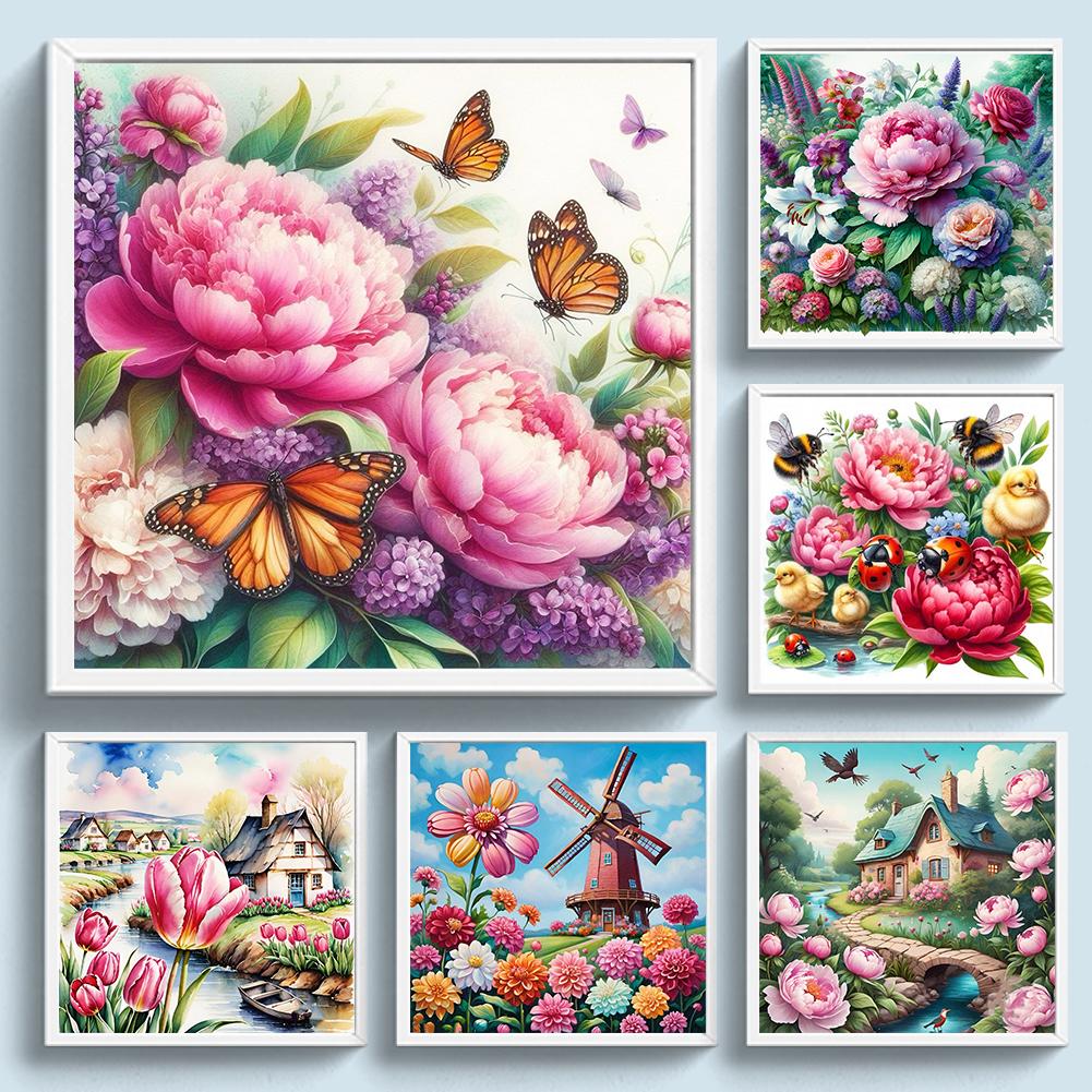 T0# Полная вышивка Эко-хлопковая нить 11CT Печатный цветок Набор для вышивки крестом Искусство