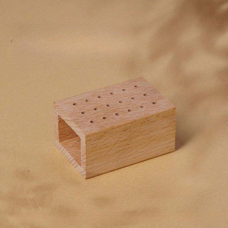 1pc Premium Wooden Nail Drill Bit Holder 18-Hole Organizer for Manicure & Pedicure Tools Durable Wood Storage Box for Nail Art Supplies