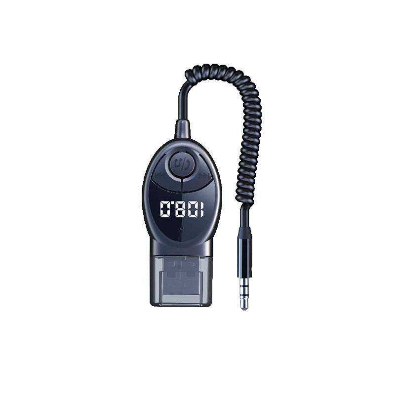 Bluetooth 5.3 Wireless Car FM Transmitter Aux Adapter USB To 3.5mm Jack Audio Music Mic Handsfree Adapter for Car Speaker