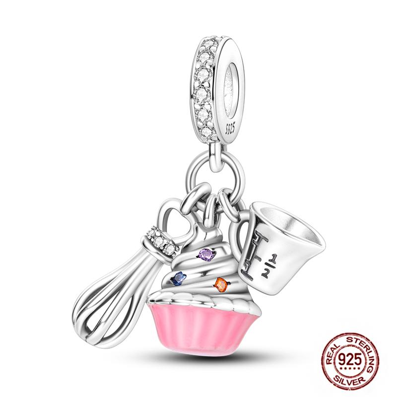 Ежедневные статьи Медные розовые парфюмерные шармы Камера Гантель Смарт-часы Бусины Подходят для оригинальных браслетов DIY Ювелирный подарок