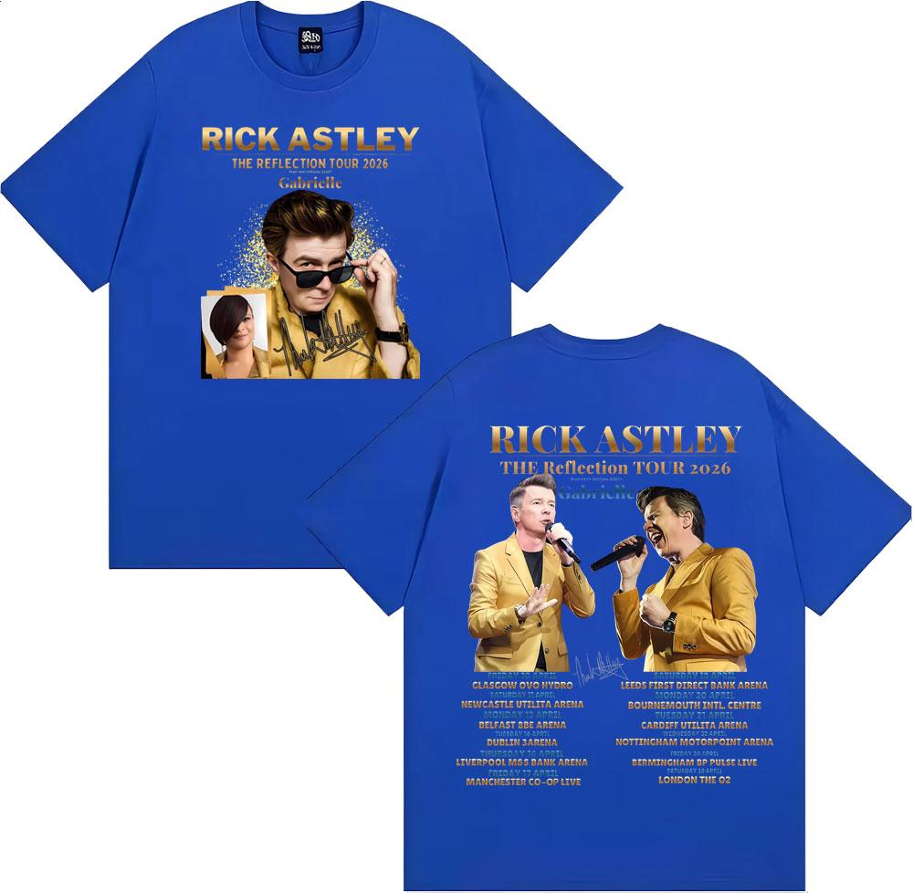 Rick Astley Reflection Tour 2026 Printed T Shirt Men Women Fashion Classic Comfort 100% Cotton T-Shirt Oversized O-Neck T-shirts