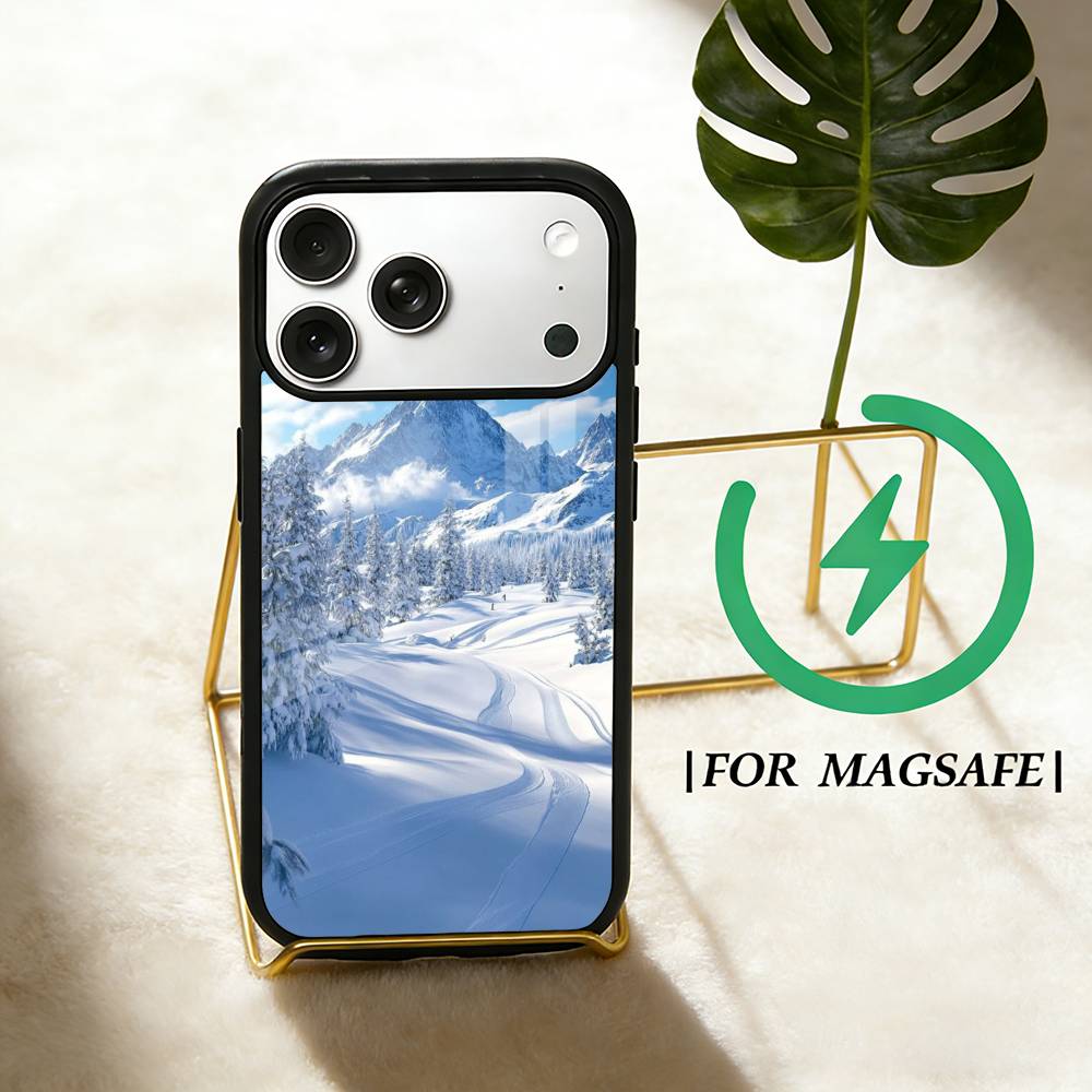 Winter Snow mountain Phone Case For iPhone 17,16,15,14,13,12,Plus,Pro,Max for Magsafe Magnetic Wireless Charging