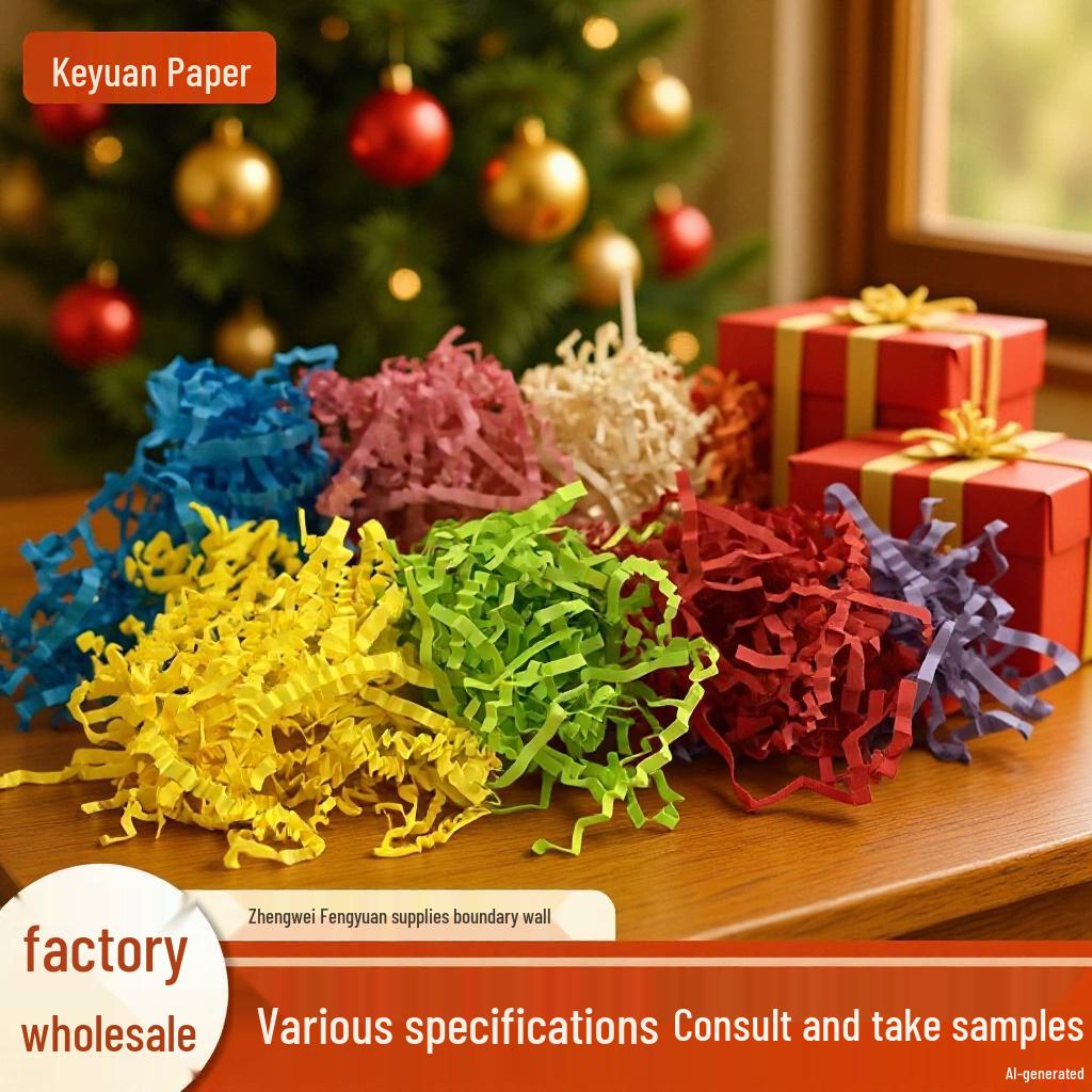 High-End Raffia Gift Box Filler - Shockproof Crepe Paper Shredded for Fruit & Wine Packaging