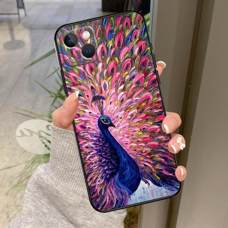 Animal Peacock Pattern Case For iPhone 17 Pro Max 15 14 13 12 11 16 Pro Max Plus 12 13 Mini 16e 17 Air Back Cover
