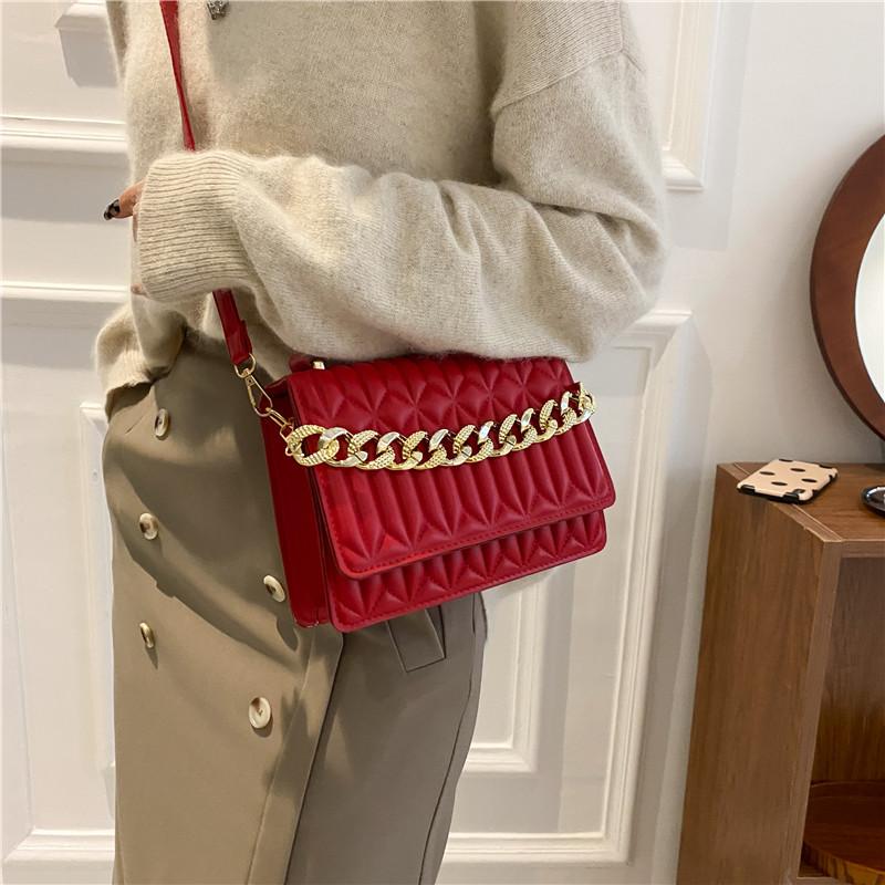 Осенняя новая модная женская ретро-сумка с ромбовидной цепочкой, сумка-мессенджер на одно плечо, маленькая квадратная сумка