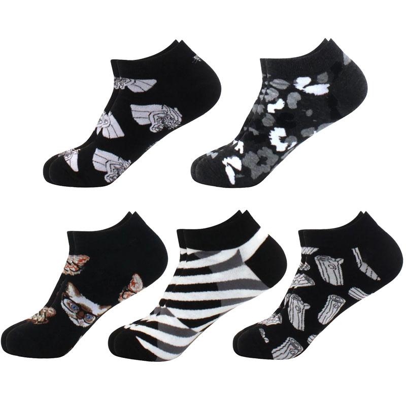 5 пар мужских и женских носков геометрического цвета, повседневные носки-лодочки, клетчатые полосатые носки