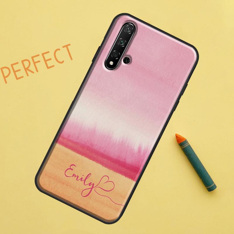 Personalised Watercolour Name Heart Case For Huawei P Smart 2019 Nova 5T 9 10 SE 3i 8i 11i Y60 Y61 Y70 Y90 P20 P40 Lite P30 Pro