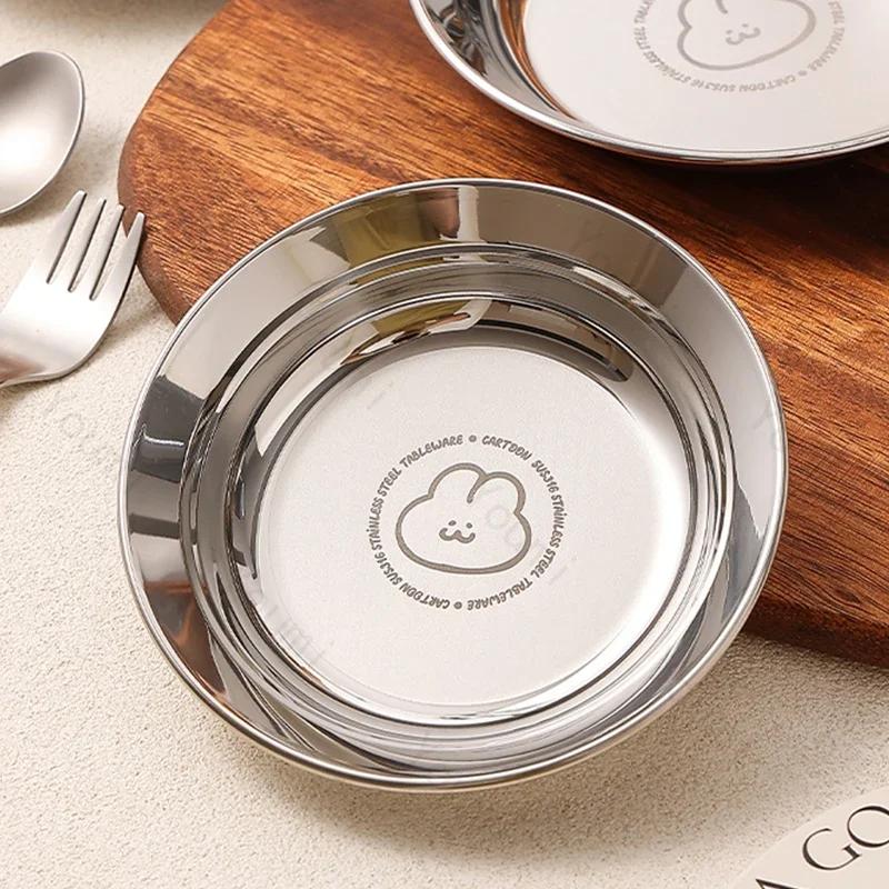 Креативные обеденные тарелки из нержавеющей стали для дома, послеобеденный чай, фрукты, закуски, вкусные блюда, салатная тарелка, изысканная столовая посуда
