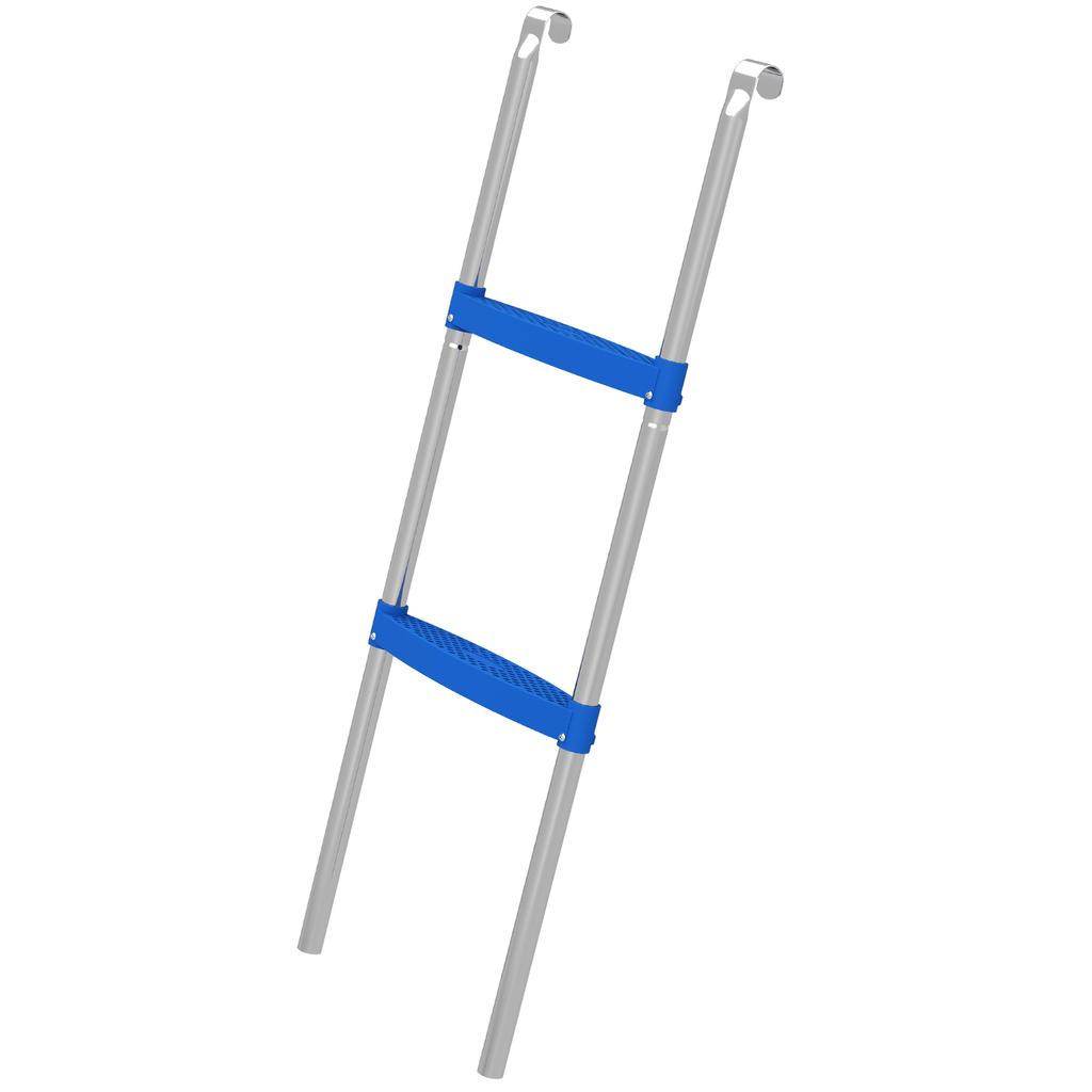 Trampoline Ladder 2 Steps With Horizontal Wide Steps Universal Hook Galvanised Steel Frame 150kg Load Capacity