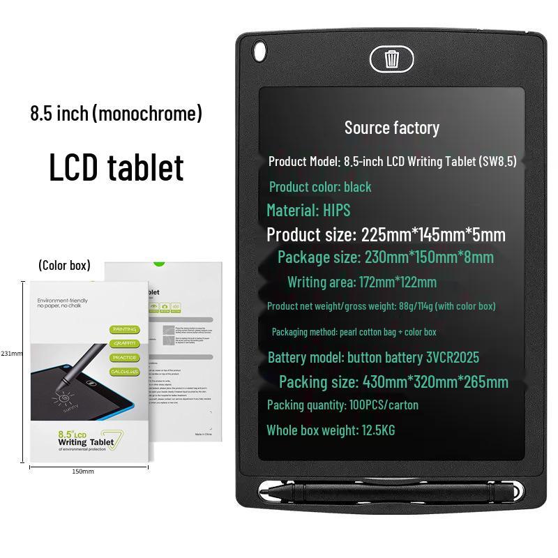 ЖК-планшет для письма - 12"/10"/8,5"/4,4" Доска для письма и рисования для детей