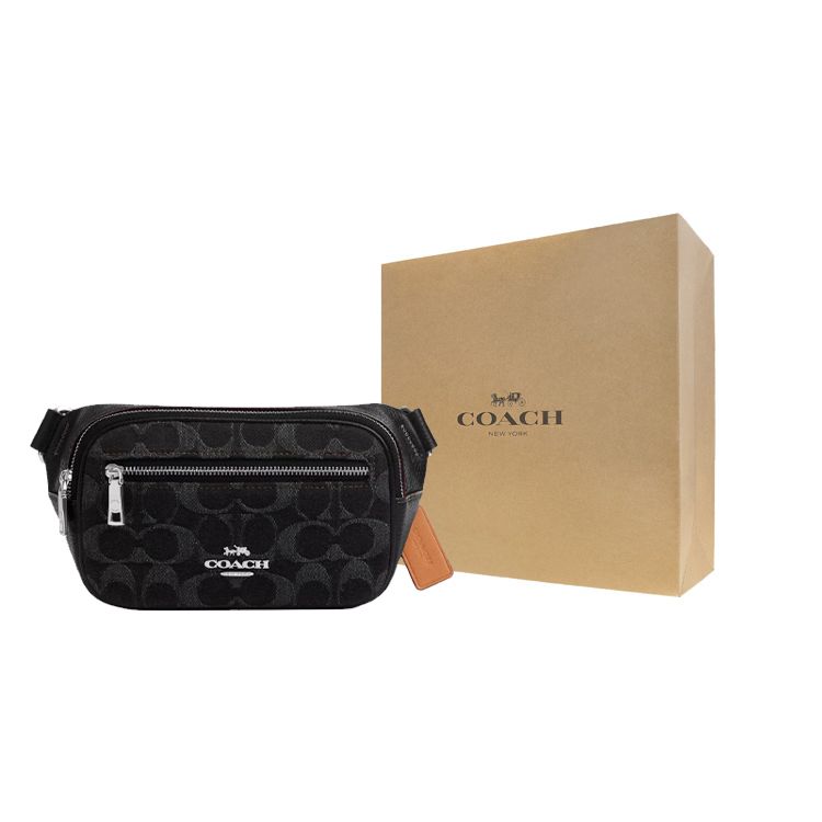 Coach 21 Letter Logo Zipper Closure Iconic Denim Shoulder Crossbody Waist Bag Small Unisex bags Black CQ186-SVBK