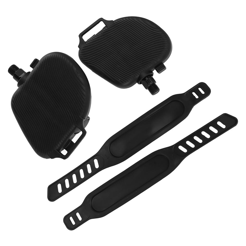 1Pair Exercise Bike Pedals Anti Slip Strip Pattern Portable Exercise Bike Parts with Adjustable