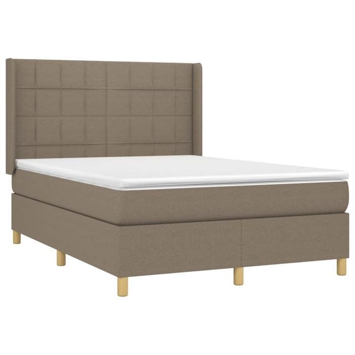 Maison Exclusive - Sommier à lattes de lit avec matelas Taupe 140x200 cm Tissu