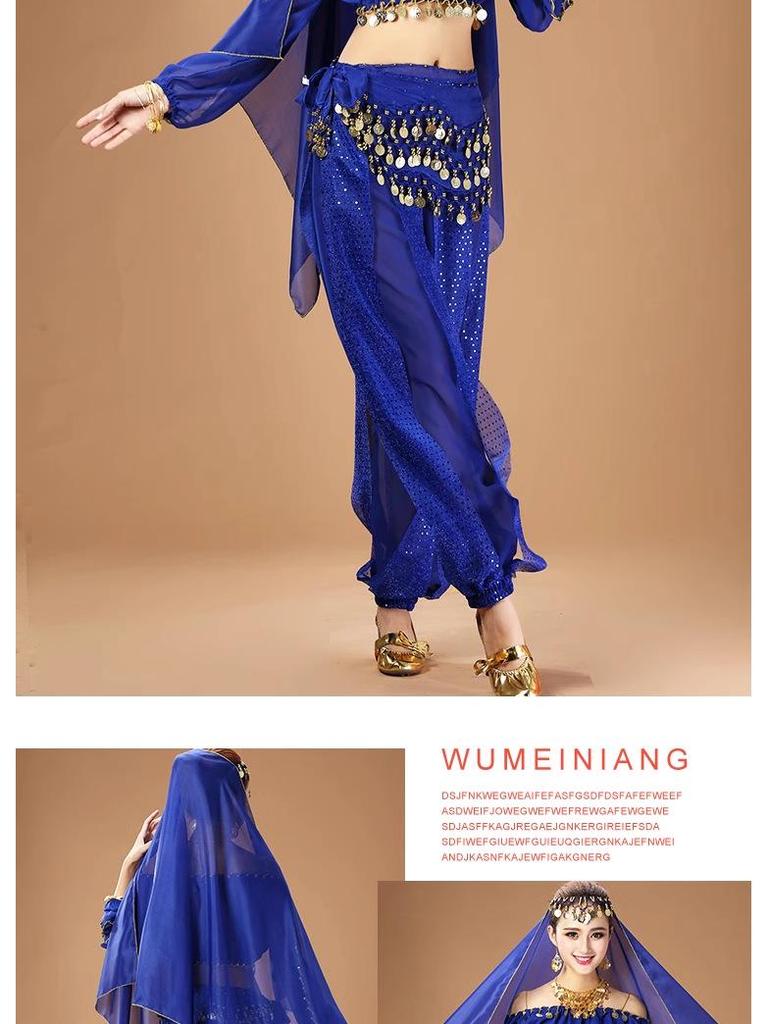 Женский индийский костюм для танца живота с длинным рукавом для выступлений и практики