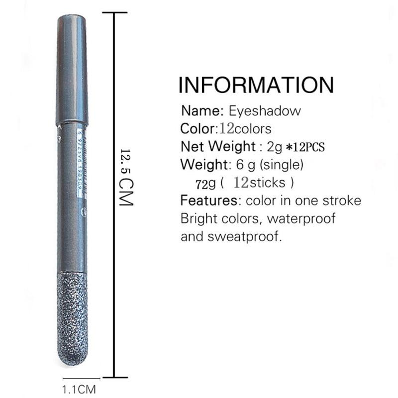 Привлекательные блестящие карандаши для подводки для глаз — 12 металлических цветов Набор подводок для глаз и теней для век Натуральные карандаши для макияжа