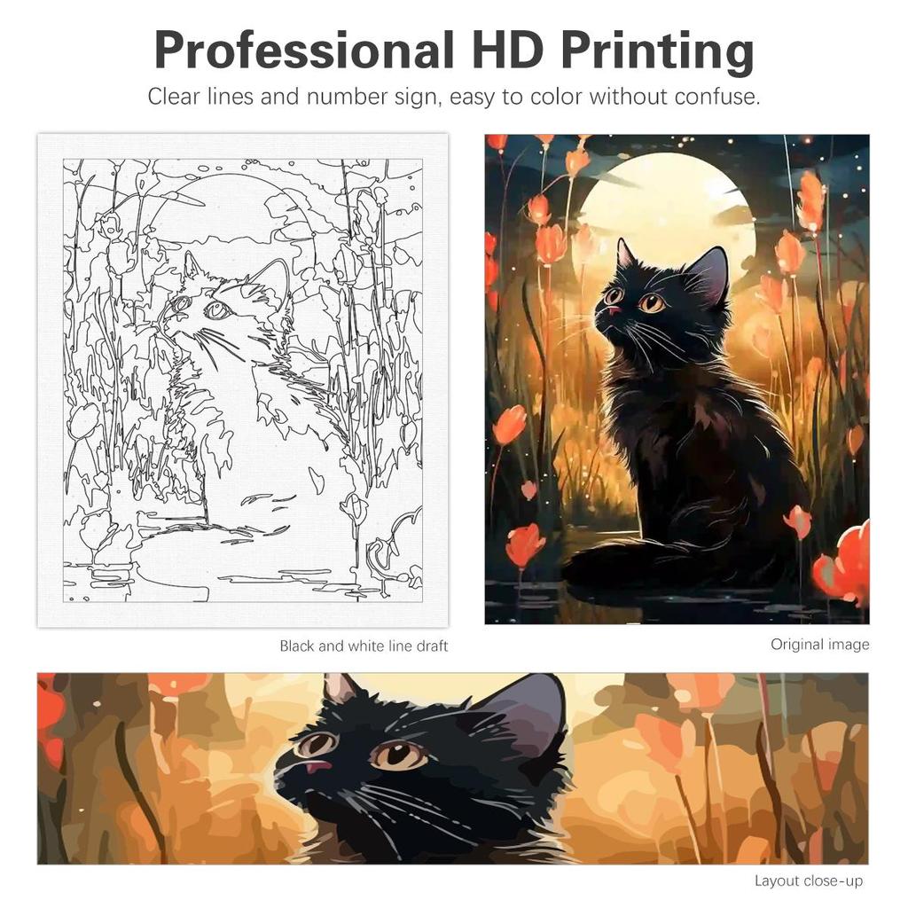 RUOPOTY Black Cat Diy Painting By Number Animals Acrylic Paint For Crafts Diy Gift Marker By Numbers Handpainted On Canvas 60x75cm