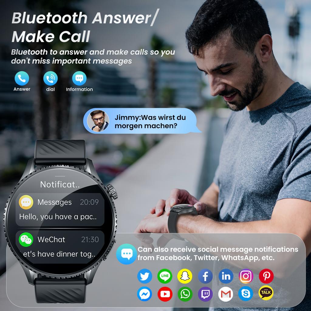 SACOSDING 2025 ECG Smart Watch Men 1.56” AMOLED Screen Heart Rate Blood Pressure Monitoring Watches NFC Access Control Smartwatch