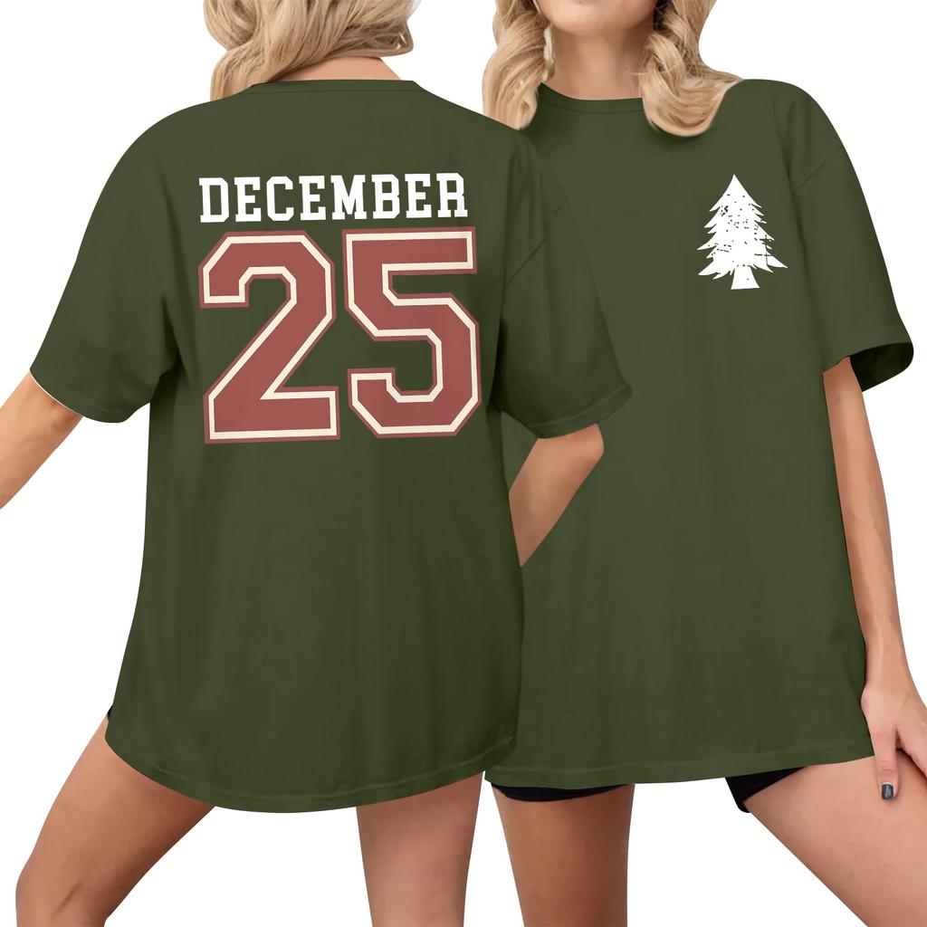 Women's Casual Printed T-Shirt Round Neck Pullover Short Sleeve Top