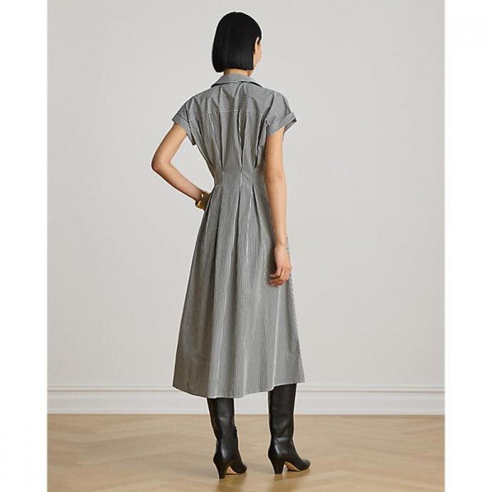 Lauren Ralph Lauren Stripe Pleated Shirt Dress Wmlrdrssn820178001