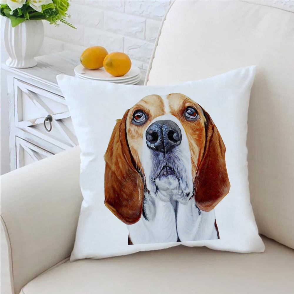 Милая наволочка с принтом собаки породы бигль, для домашней гостиной, для дивана, декоративная подушка, 45 * 45 см