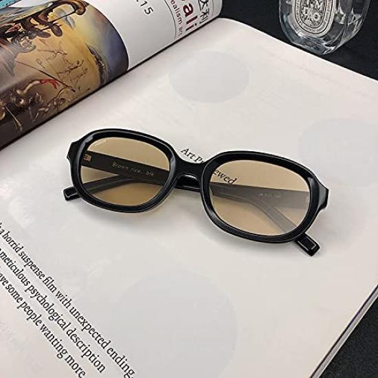 Фейхоа Большие Овальные Солнцезащитные Очки в Черной Оправе с Коричневыми Линзами Шикарные Унисекс Черные Прозрачные [meSmart] (Черно-коричневый)