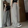 Unisex American-Style Drawstring Wide-Leg Athletic Pants - Loose Fit, Unique Design, Functional Lightweight with Reflective Details