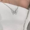 925 Silver Hollow Butterfly Pendant Necklace with Diamond - Like Crystal , Simple Style for Daily Wear