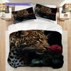 Постельное белье с леопардовым принтом Комплект одеял Покрывало Наволочка Домашний Декор Подарок на День Рождения (1 пододеяльник + 2 наволочки, без наполнителя)