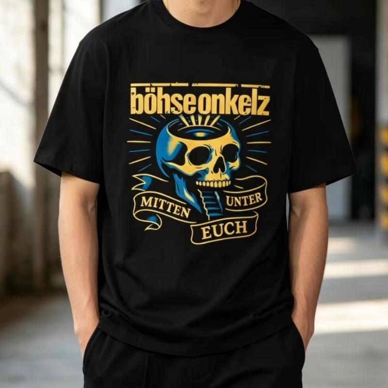 Hot Bhse Onkelz Tshirt Vintage Breathable Gerunisex Punk Rock Band Merch Unisex Oversized Crew Neck Cotton Short Sleeve Tee Tops