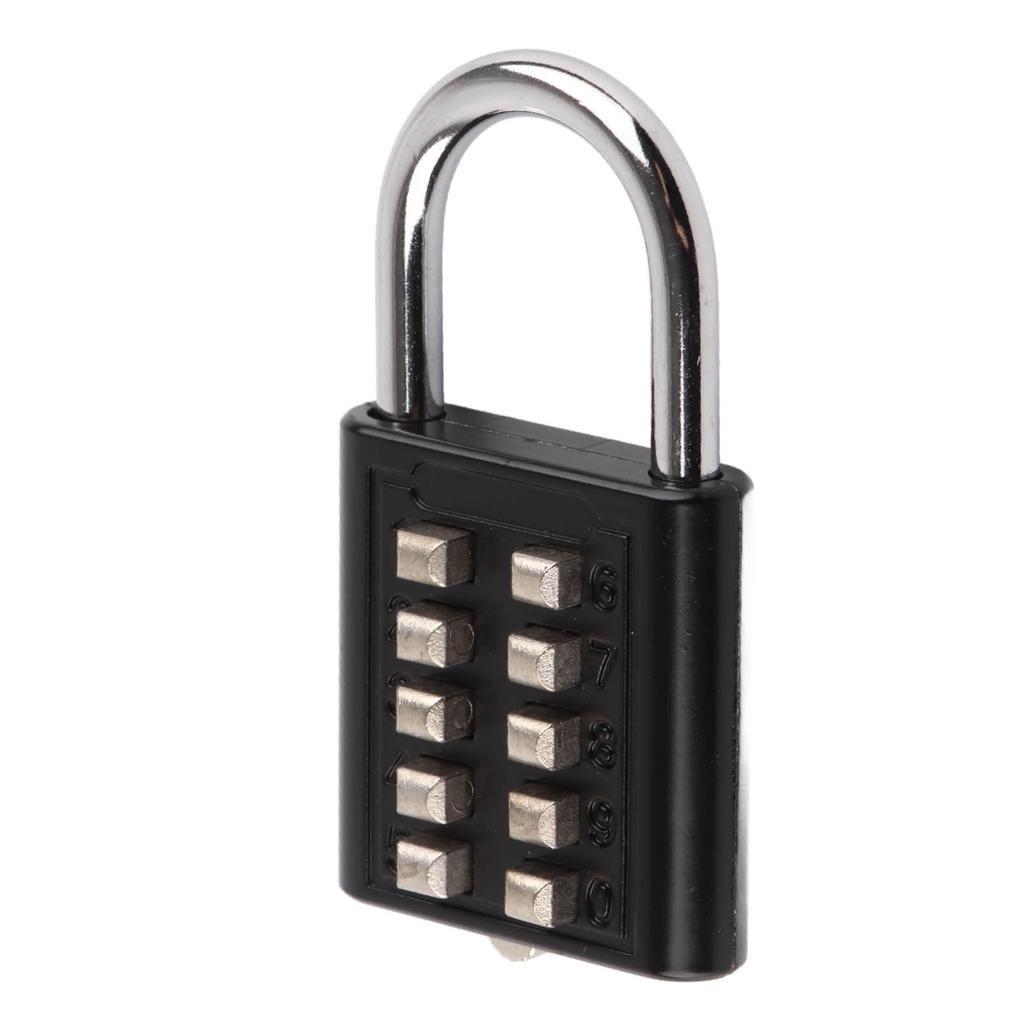 Security Padlock 10 Digits Push Button Combination Outdoor Waterproof Padlock for Gym Cabinet Gate