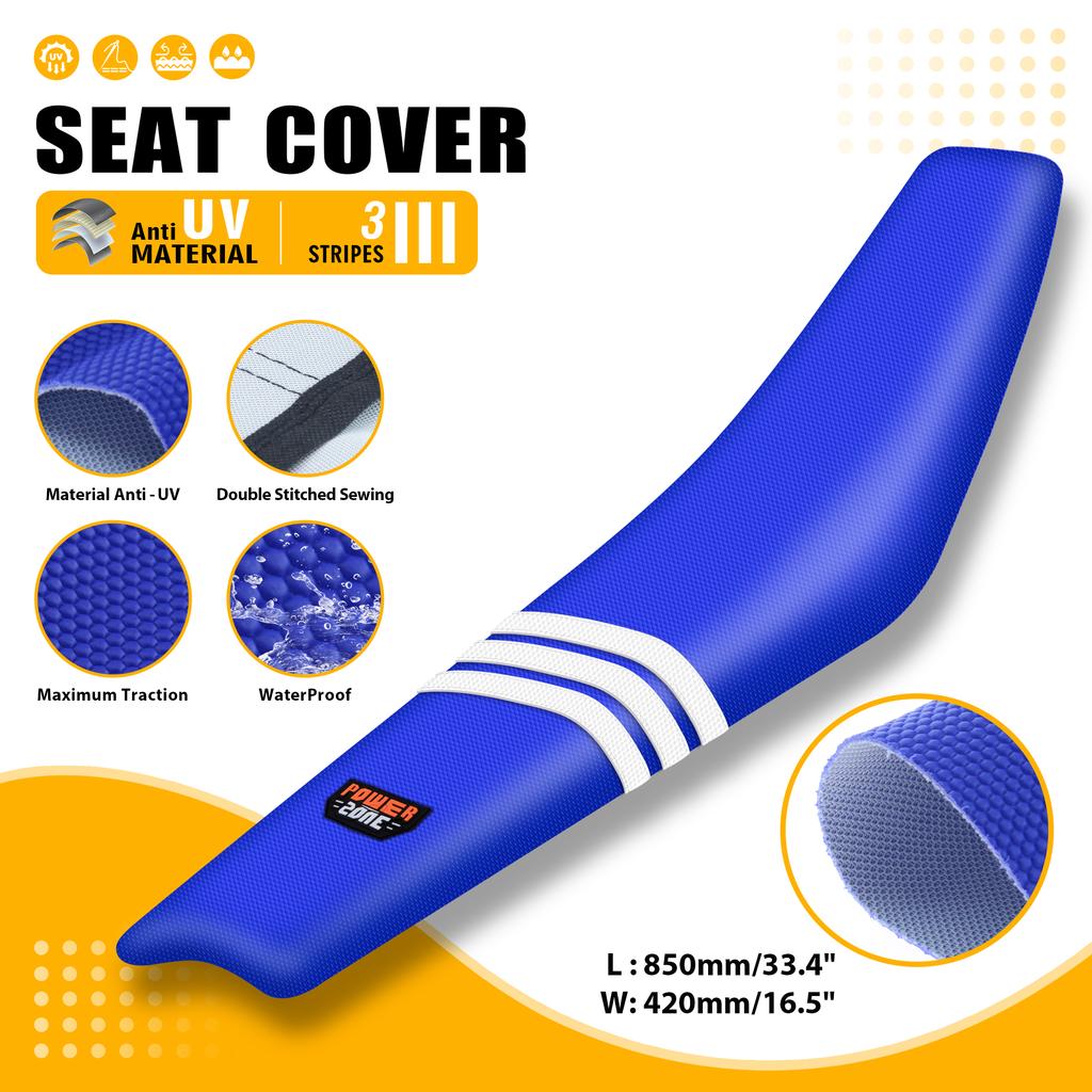 Powerzone Universal Striped Soft Seat Cover For KTM HUSQVARNA HONDA YAMAHA SUZUKI Motorcycle Waterproof Rubber Seat Cushions