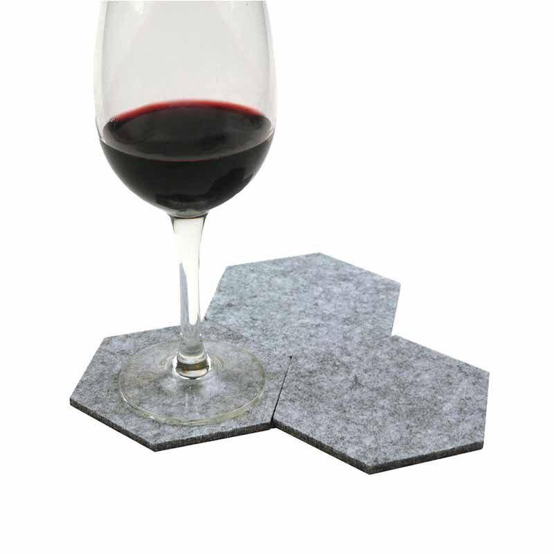 Versatile And Stylish Pack Of 6 Felt Fabric Hexagon Cup Mat Drink Coasters For Any Beverage