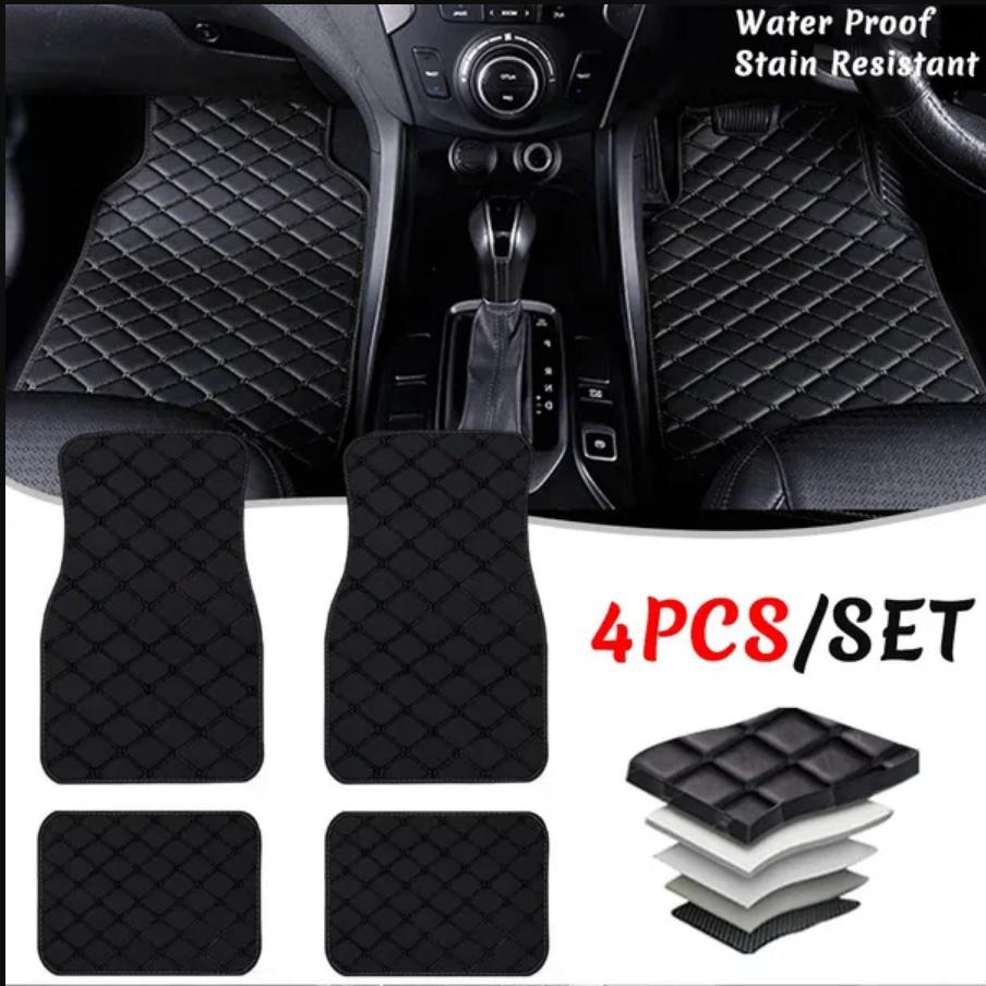 4 шт. автомобильные коврики, универсальные для всех моделей автомобилей, водонепроницаемые автомобильные подушечки для ног, кожаные коврики для укладки автомобиля, интерьерные коврики