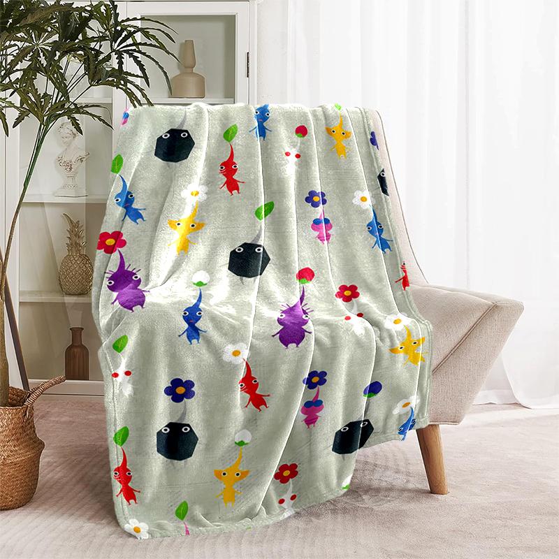 1pc Blanket Pikmin Print Design, Lightweight Blanket for Sofa, Bed- Soft &Warm, Gift for All Seasons like Christmas, Halloween