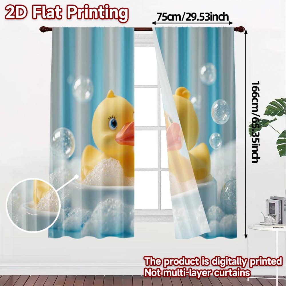 2 шт., Шторы с плоской 2D-печатью (Без Рода) BubbleDucks Популярные Модные Шторы Прочные Полиэстеровые Шторы Праздничные