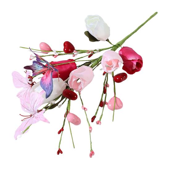 Искусственный стебель цветка тюльпана, ягодные пики в форме сердца для Дня святого Валентина, годовщины, цветочных букетов, свадьбы, домашнего декора