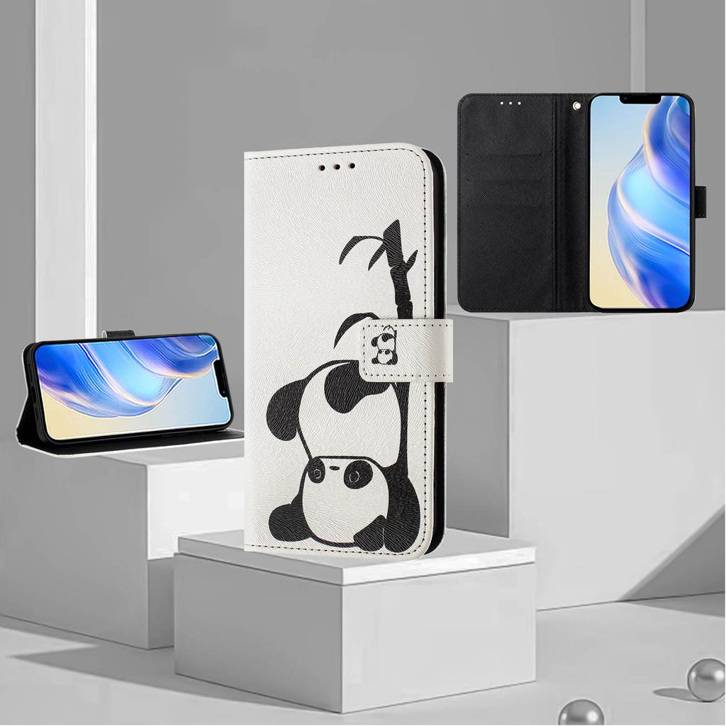 Cute Panda Luxury Painted Leather Case Wallet PU Leather Book Style Cover for Samsung Galaxy S21 S22 S23 S24,Note10 Note20,A13 A15 A16 A06 A54...