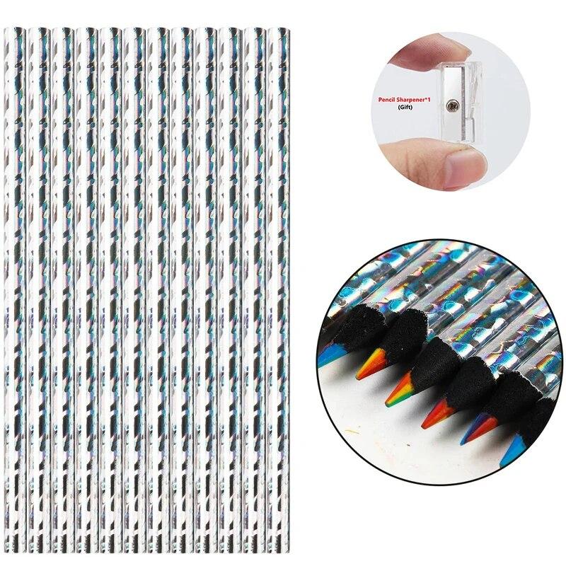 12 шт./компл. Kawaii Радужный карандаш, 7 цветов, концентрические градиентные мелки, детский подарок, цветные карандаши, художественная живопись, канцелярские принадлежности