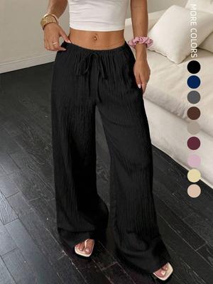 2025 Осень Европейский и американский стиль Женские однотонные повседневные брюки прямого кроя