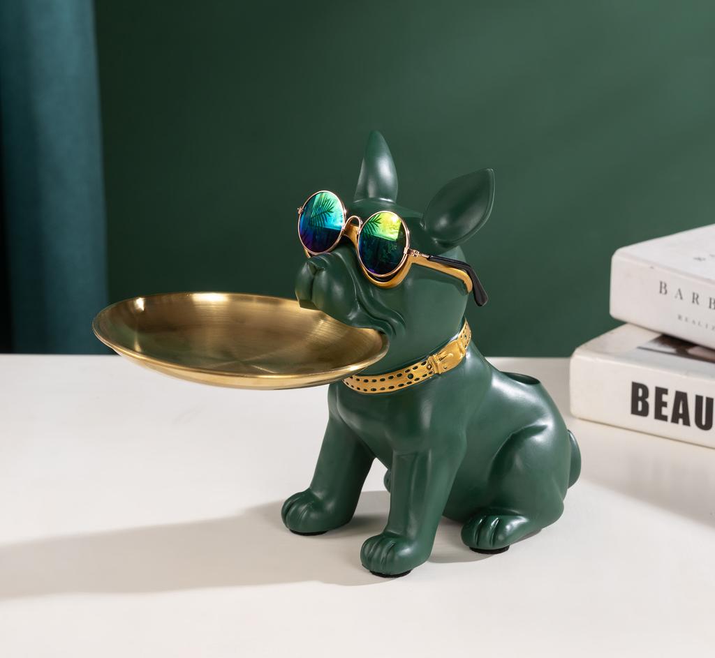 1 шт. Статуэтка собаки из смолы, украшение для гостиной, скульптура собаки, украшение для подноса, украшение для семейного французского бульдога, украшение для внутреннего офисного стола