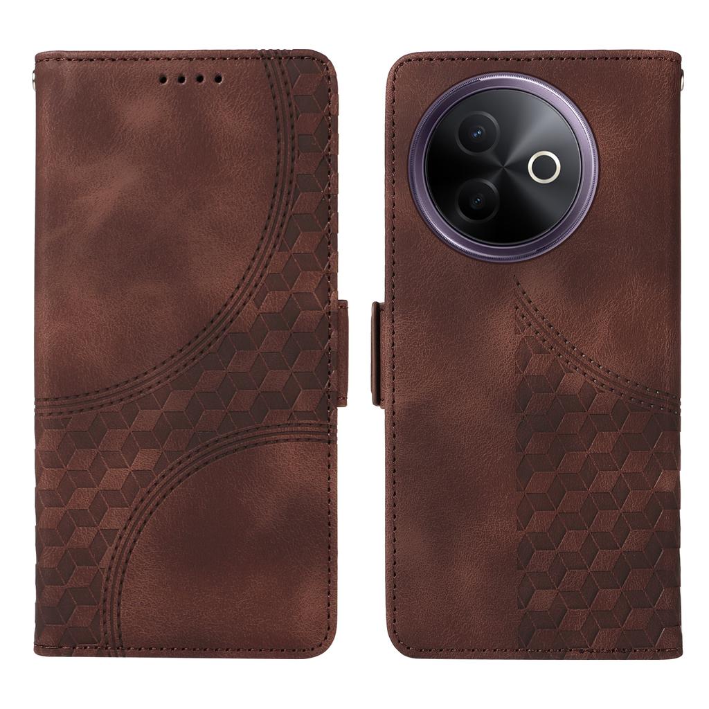 For vivo Y300i 5G/vivo Y39 5G Leather Cases Wallet Rhombus Imprinted Phone Cover Stand with Strap