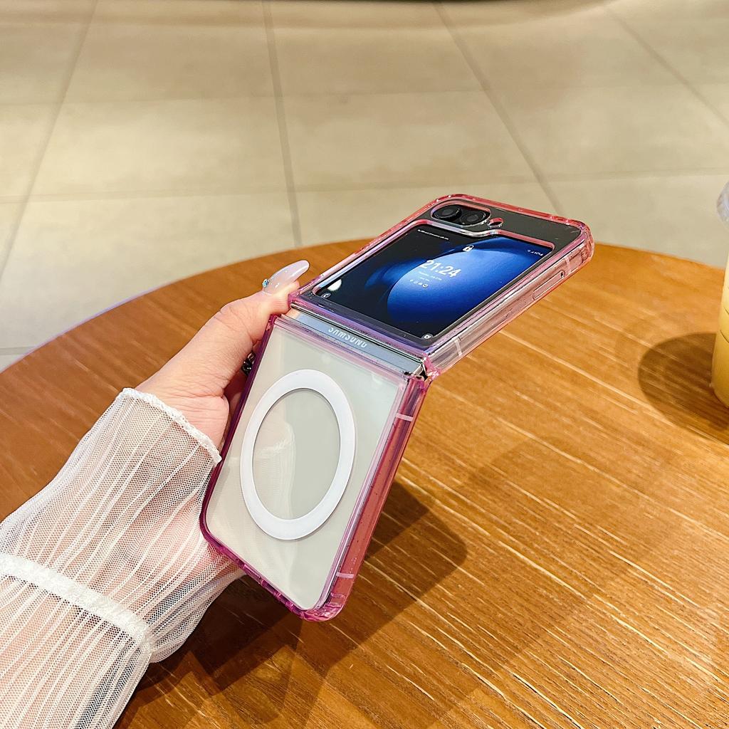 Подходит для Galaxy Zfold7 прозрачный магнитный чехол для мобильного телефона с постепенным изменением цвета Samsung Z Flip7 складной акриловый чехол