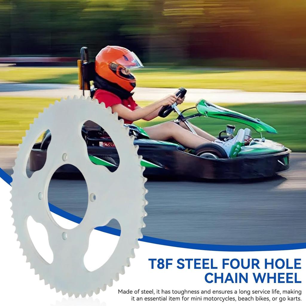 T8F 64T Sprocket, 54mm 4 Hole High Strength Steel Mini Motorcycle Sprocket for 47cc 49cc Mini Motorcycles ATV Quad Dirt Pit