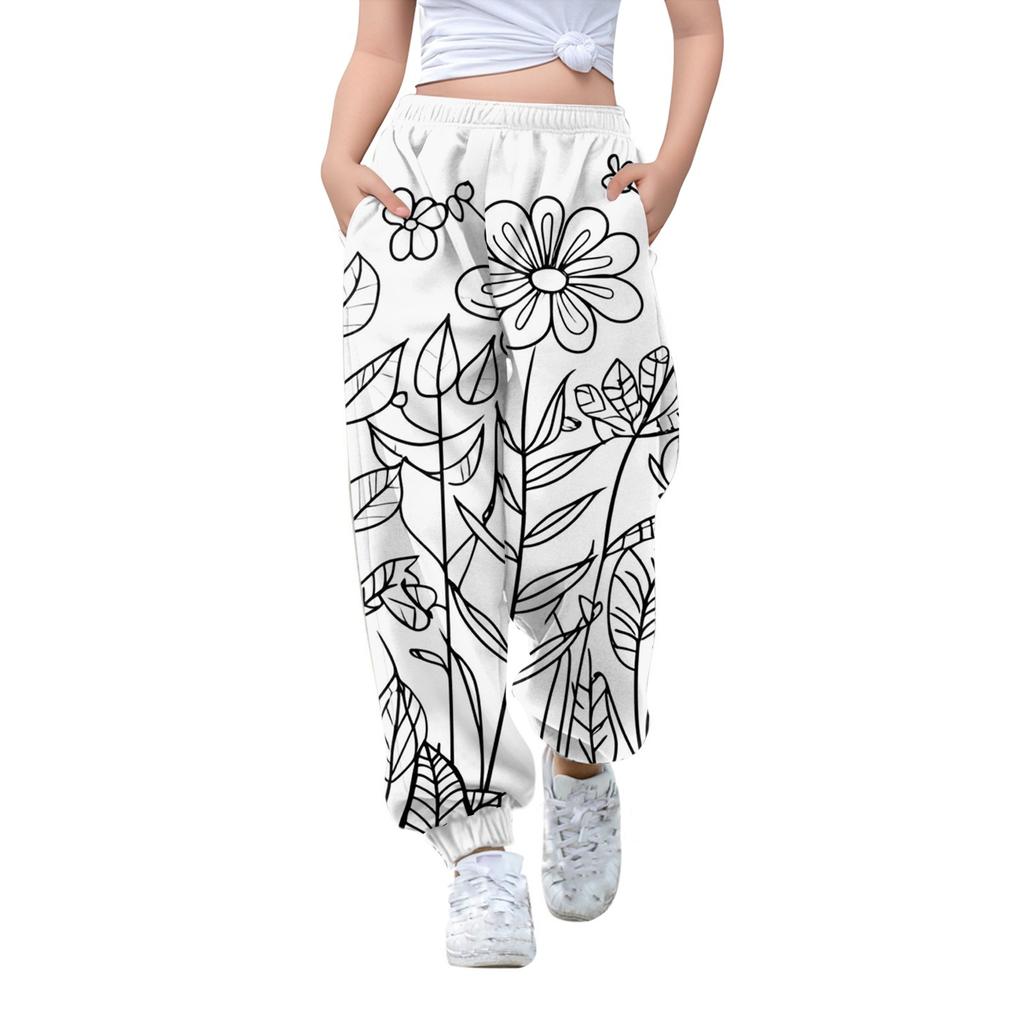 Детские свободные повседневные спортивные брюки с цветным принтом, повседневные брюки