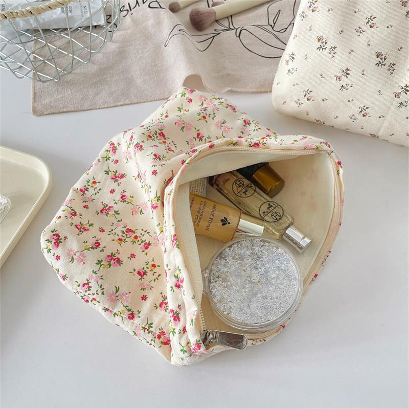 Милая Сладкая Цветочная Косметичка Большой Вместимости Портативная Дорожная Сумка для Хранения Макияжа Органайзер Женский Клатч Девичьи Косметички