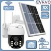 EVKVO 8x ZOOM Солнечная IP-камера Wi-Fi Уличная PTZ Камера с аккумулятором Тревога Обнаружение движения PIR 3м кабель