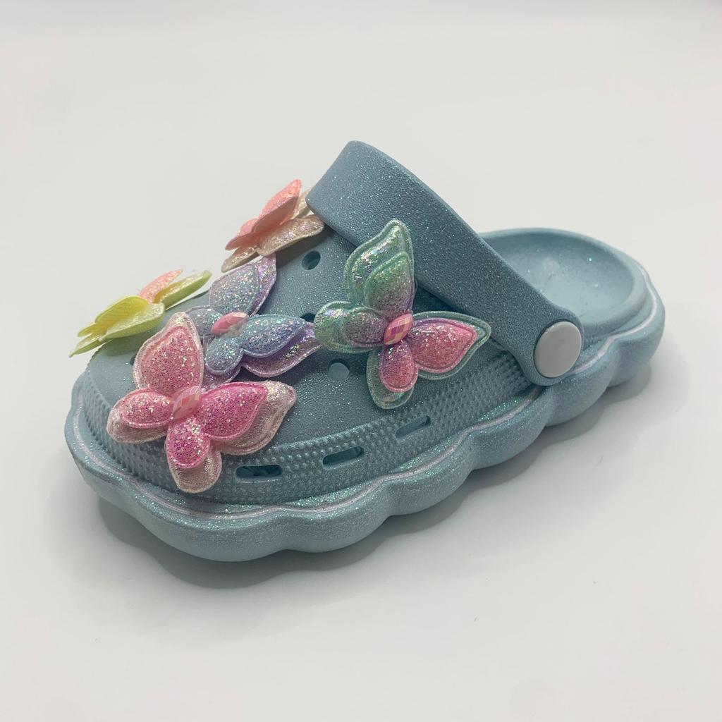 Детские туфли с плоским дном и отверстиями, летние, новые, с рисунком бабочки, для девочек и мальчиков, для малышей, с сумкой, для головы, классные тапочки для улицы