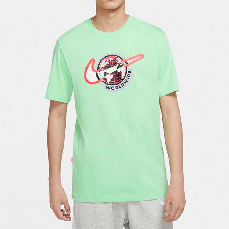 Nike Футболки мужские Зеленые С круглым вырезом Умеренный прямой крой CW0387-318