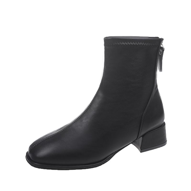 Женские ботинки Осень Зима Женские Высокие Каблуки Ботильоны Зимние Женские Квадратный Носок Челси Ботинки Модные На Молнии Короткие Ботинки