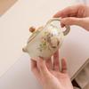 Imitation Song Ru kiln beige Xishi pot ceramic square small bubble teapot household filter single pot kung fu tea set teapot